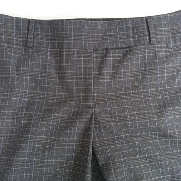 Ann Taylor Plaid Marisa Straight Cuffed Cropped Ankle Dress Trousers 8 Gray Grey - Picture 10 of 16